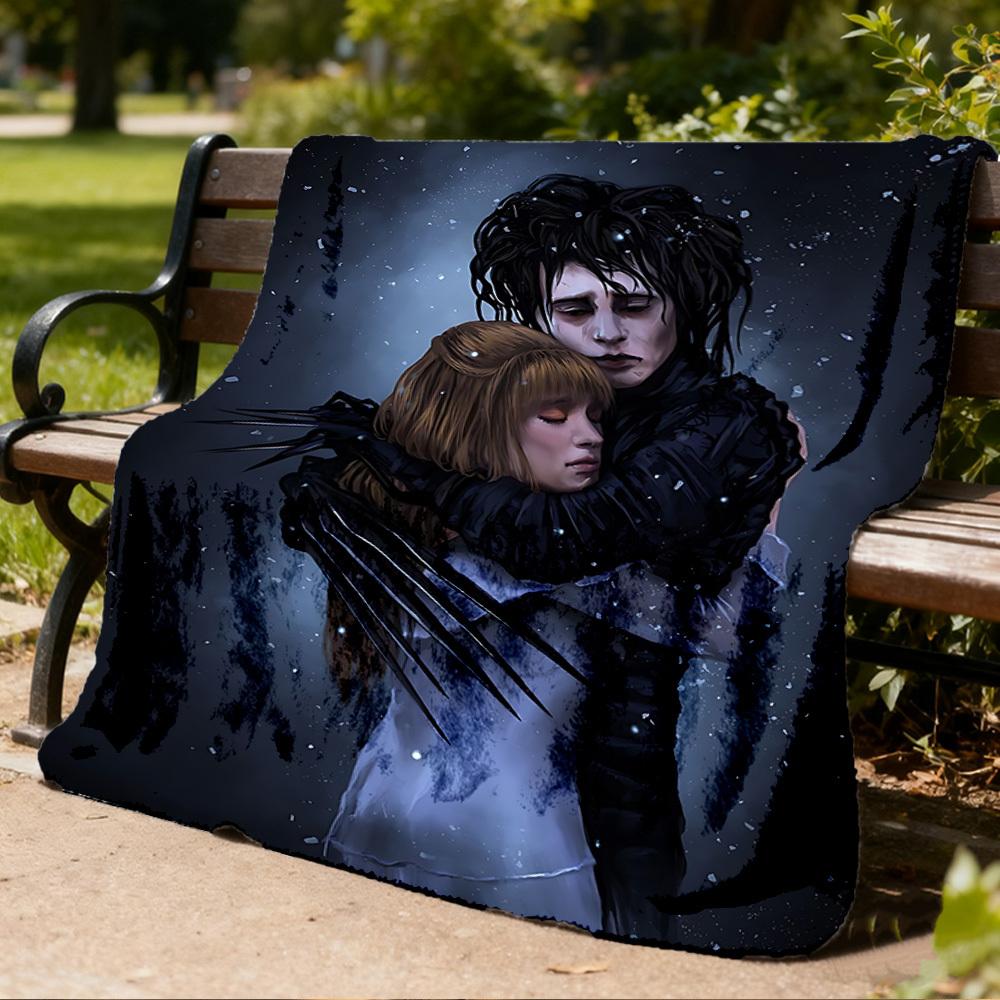 1pc Edward Scissorhands Outdoor Flannel Blanket Gift For Boys Girls Adults, Family Friends