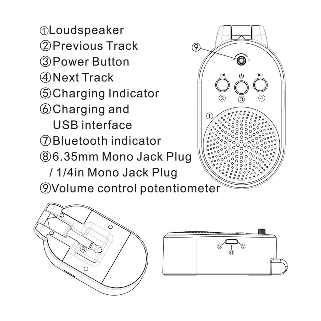 5W Guitar Amp BT Portable Plug-in Speaker for All Electric Guitars Practice Amplifier Type-C