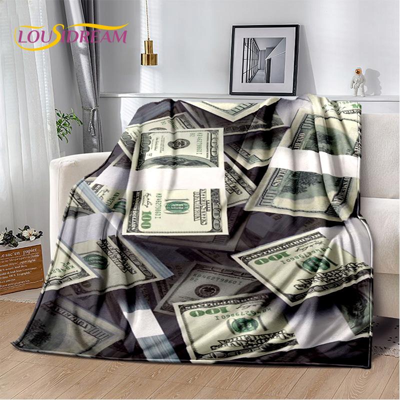 Zengin Dolar Euro Pound Para 3D Karikatür Battaniye, Yumuşak Atmak Battaniye Ev Yatak Odası Yatak Kanepe Piknik Ofis Seyahat Kapak Hediye Çocuk