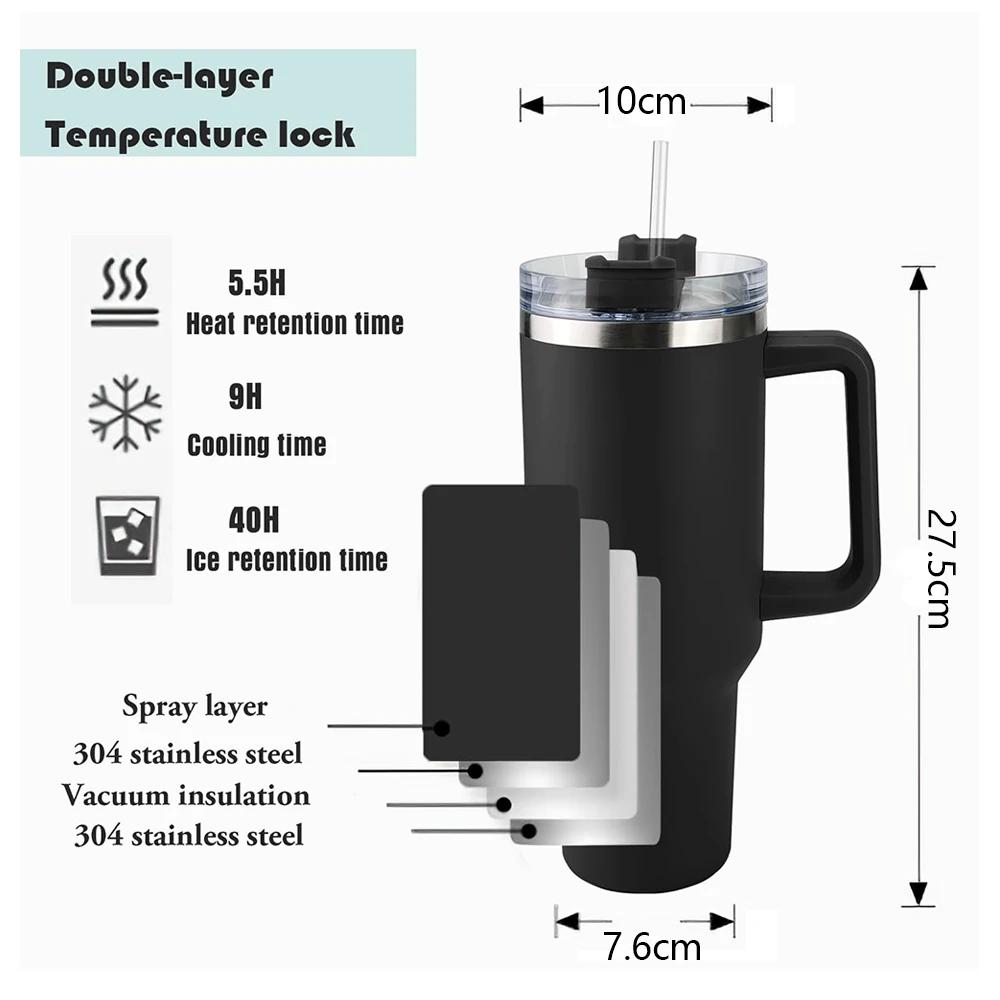 40 Oz Tumbler with Handle and Straw 100% Leak Proof Tumblers Cup Stainless Steel Insulated Travel Coffee Mug for Car Cup Holder