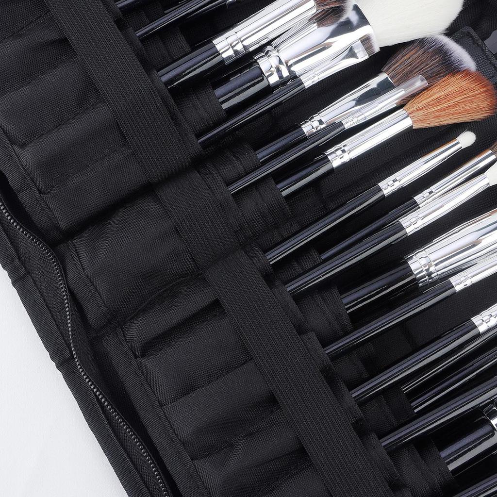 Foldable Cosmetic Brush Storage Bag: 14/40 Holes, Large Capacity, Book-Style for Makeup Artists