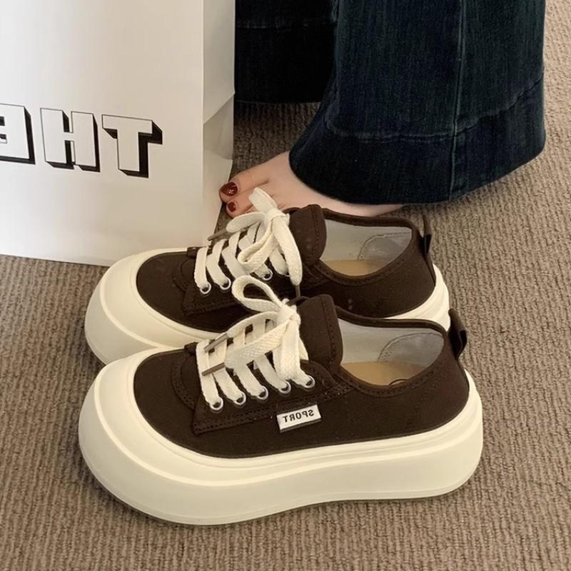 Platform Canvas Shoes Women's 2025 New Popular Summer Thin Versatile Big Head Shoes Height-increasing Sports and Leisure Board Shoes