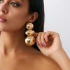 Retro Exaggerated Geometric Round Design Earrings for Women European American Style Large Earrings Party Travel Jewelry Gift
