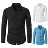 Chemise à revers ondulée en coton et lin pour homme, quatre saisons