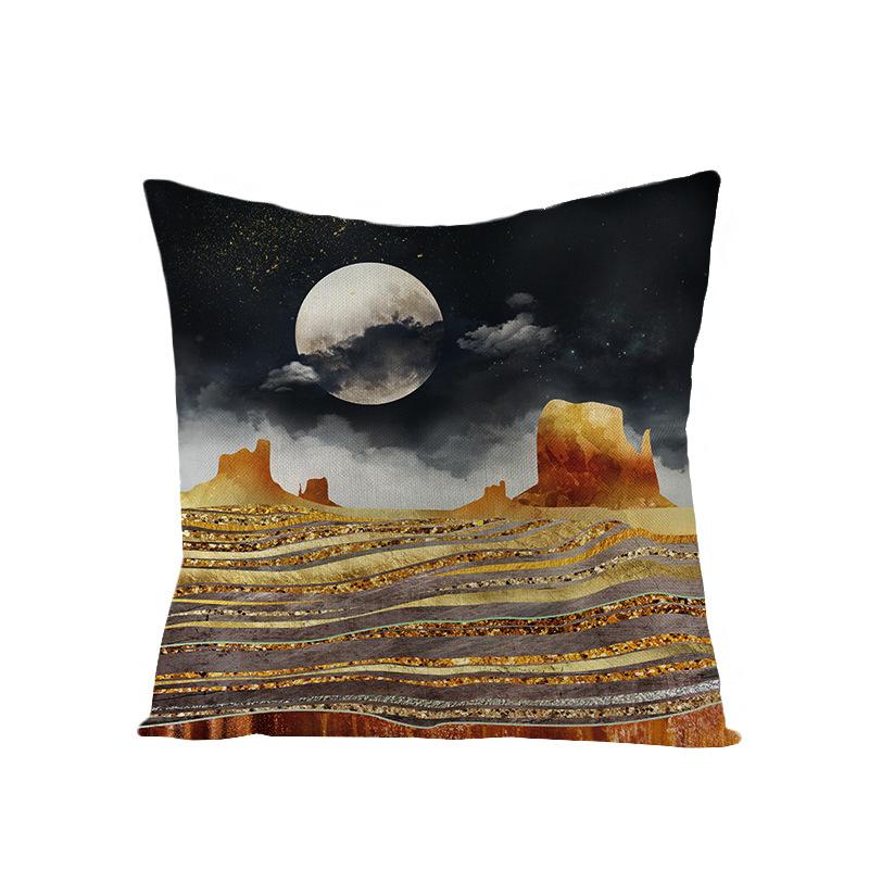 Home Decoration Supplies Landscape Painting Polyester Pillow Cover Home Geometric Abstract Sofa Cushion Cover