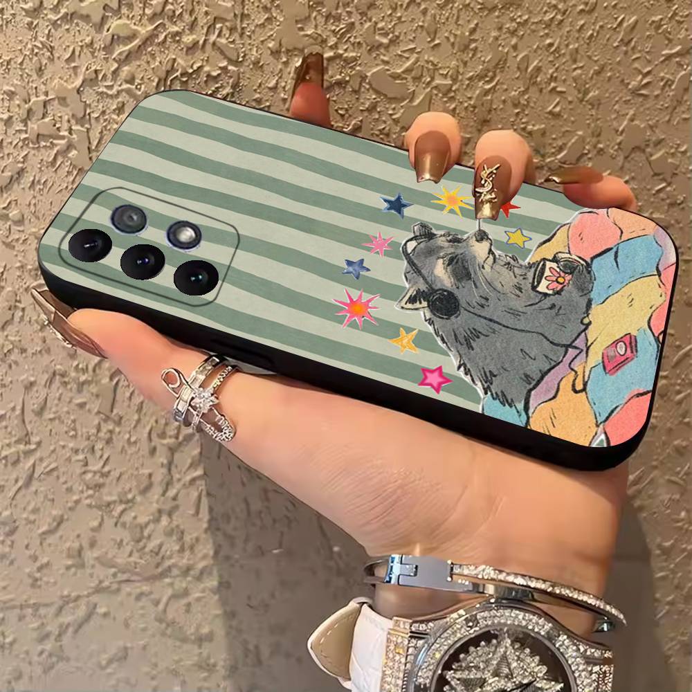 

K-kawaii Raccoon Phone Case For Samsung Galaxy A13,21s,22,31,32,52,53,71,80,A91 Soft Black Shell SamsungA32 5G