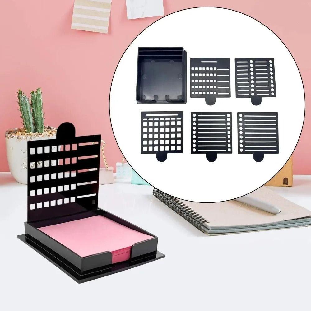 Multi Purpose Sticky Note Stencil with Template Notepad Dispenser Sticky Note Holder Set  Desk