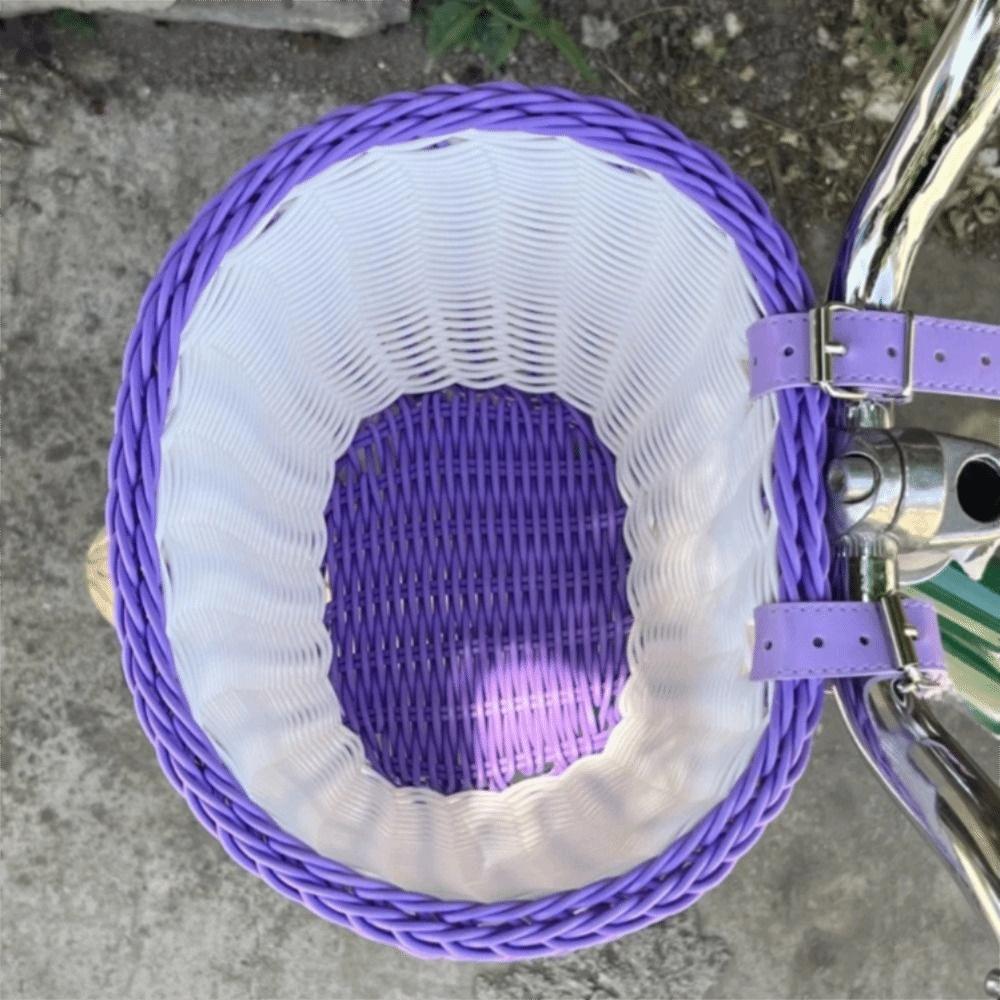 Handwoven Bicycle Basket Adjustable Leather Straps Bicycle Storage Basket  Cycling