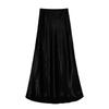 Women's Summer Satin Bustier High-waisted Elastic Hand-gripped Floral Pattern Long Skirt Temperament and Elegant Solid Color Long Skirt