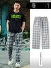 Plaid Pants Loose Straight High Street New Versatile Casual Sports Sweatpants with a Vertical Feel Black and White Basketball Long Pants for Men