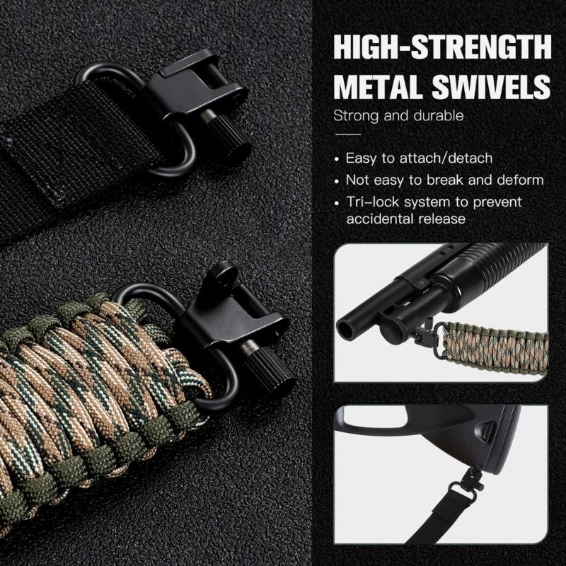Two-Point Paracord Sling with Swivels Adjustable Nylon Tactically Rifles Strap