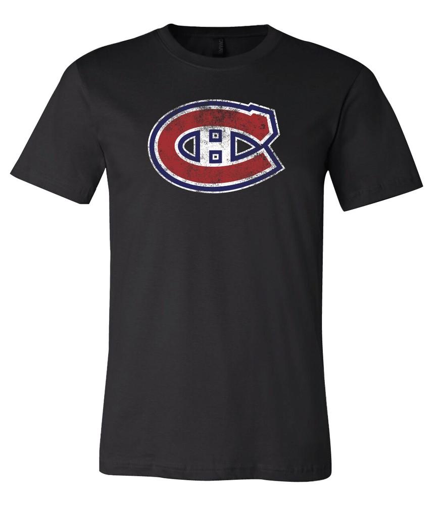 Футболка с состаренным логотипом Montreal Canadiens S-6XL Отслеживание!! Футболка Unisex S