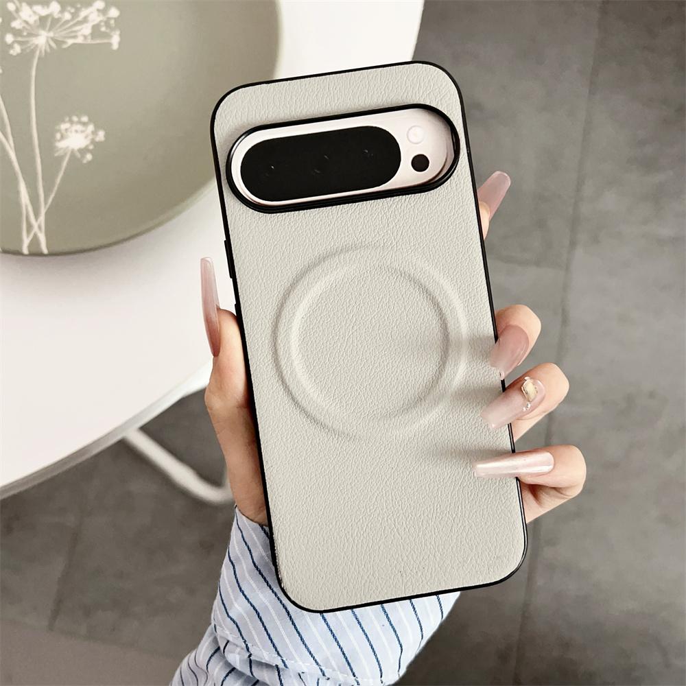 Luxury for Magsafe Leather Case For Google Pixel 9 ProXL 6 7 8 Pro 9Pro 8A 7A Magnetic Wireless Charge Shockproof PU Soft Cover