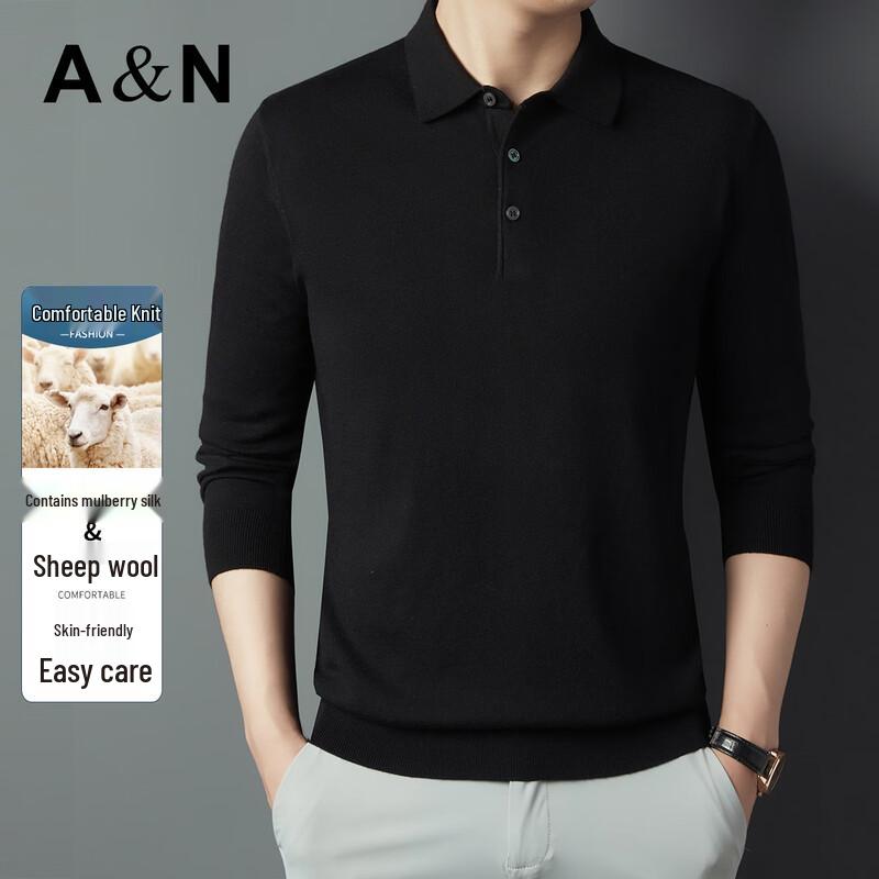 Antonio Men s Silk & Wool Blend Long-Sleeve Knit Polo Shirt 54