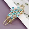 Elegant Crystal Double Flower Hair Claw Hair Grab Duckbill Clip For Women Headdress Hair Accessories Rhinestone Hairpin Headwear