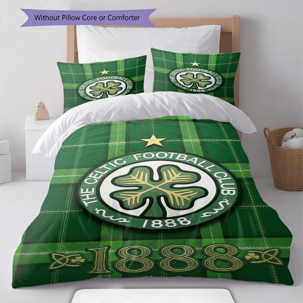 Set Biancheria da Letto con Motivo Logo Celtic FC Copripiumino Federa Decorazione per la Casa Regalo (1 * copripiumino + 2 * federa, senza nucleo)