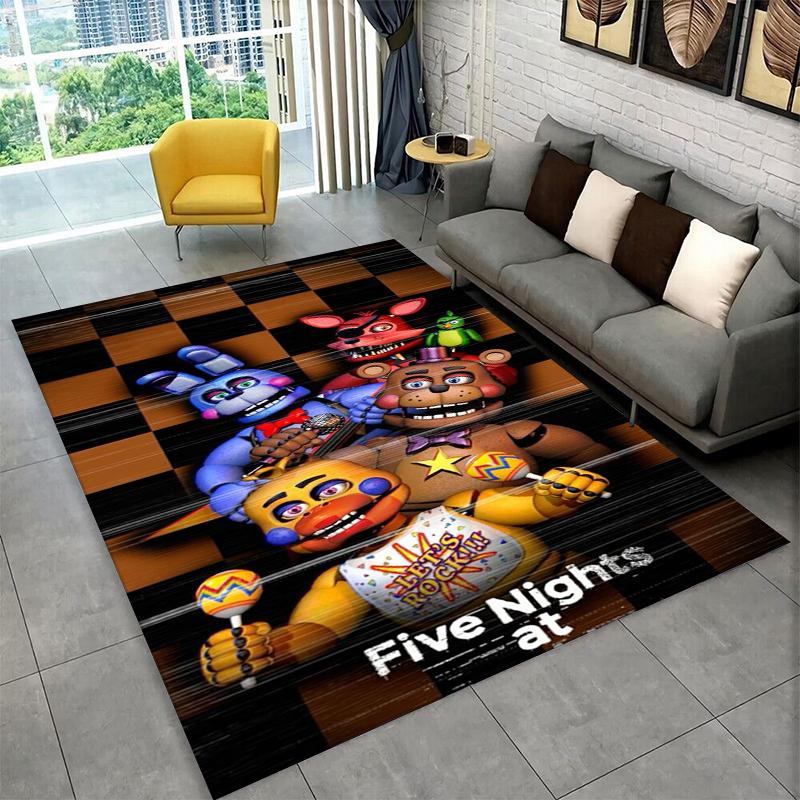 Klasický F-FNAF Hororová Hra Freddy Koberec Kobereček do Herny Ložnice Obývacího Pokojíku Pohovky Domácí Dekorace, Dětský Kobereček Protiskluzová Podložka
