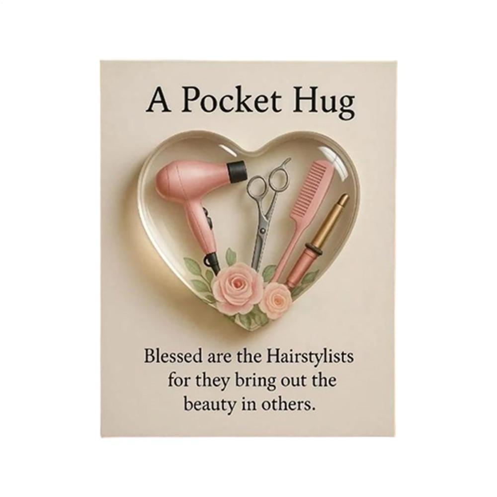 

Mini A Pocket Hug for Hairstylists with Greeting Card Acrylic Hairdresser Pocket Card Gift Collection Heart Pocket Hugs Card