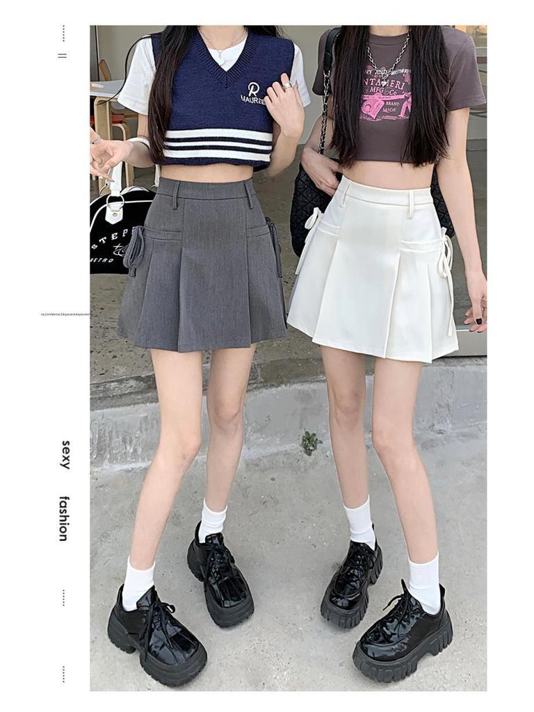 Irregular Tie-Waist A-Line Pleated Midi Skirt for Women