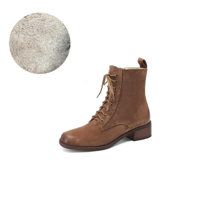 Fashion HOT SALES Fall Shoes Zipper Genuine Leather Boots Women Retro Lace Ankle Boots for Women Plus Size 42 Fashion Winter Boots Women