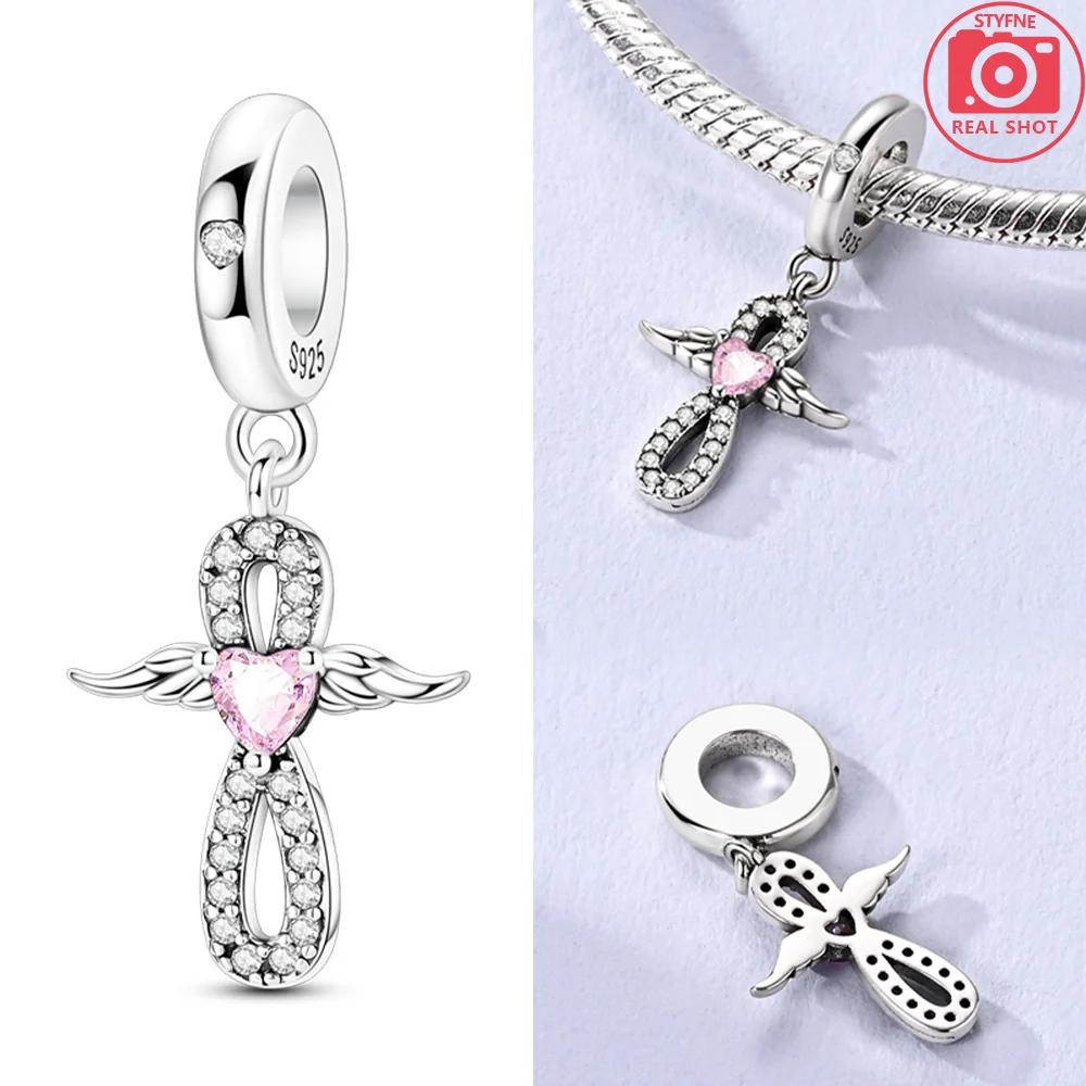 Pendants Woman Pink Heart Air Balloon Wishing Bottle Original Copper Charm Bead Fit Bracelet Women Jewelry Gift Diy