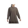 Dri-Fit 24.7 Perfect Stretch Fashion Versatile Polo Long Sleeve Shirt Women Shirts Mineral-Grey Baroque-Brown HQ0237-004