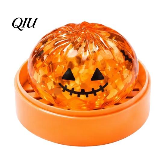 Portable Dumpling Toy Halloween Stress Relief with Steamer, Glitter Ball Fidget Party Favors Toy, Anxiety Relieving Steamed Bun Squeeze for