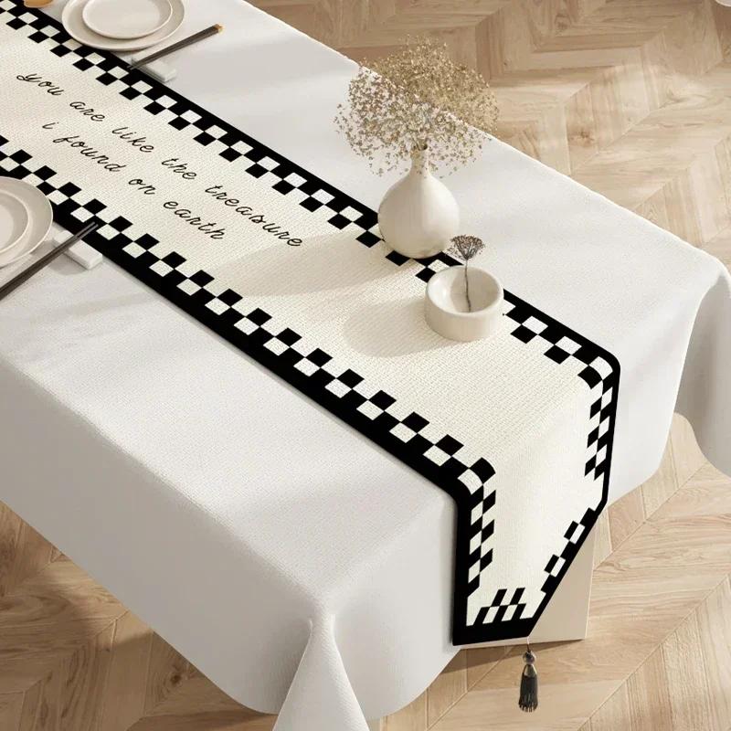 Cotton  Linen Tea Table Decoration Table Flag Light Luxury High-end Cover Cloth Dinner Side Cabinet Countertop Cushion Cloth