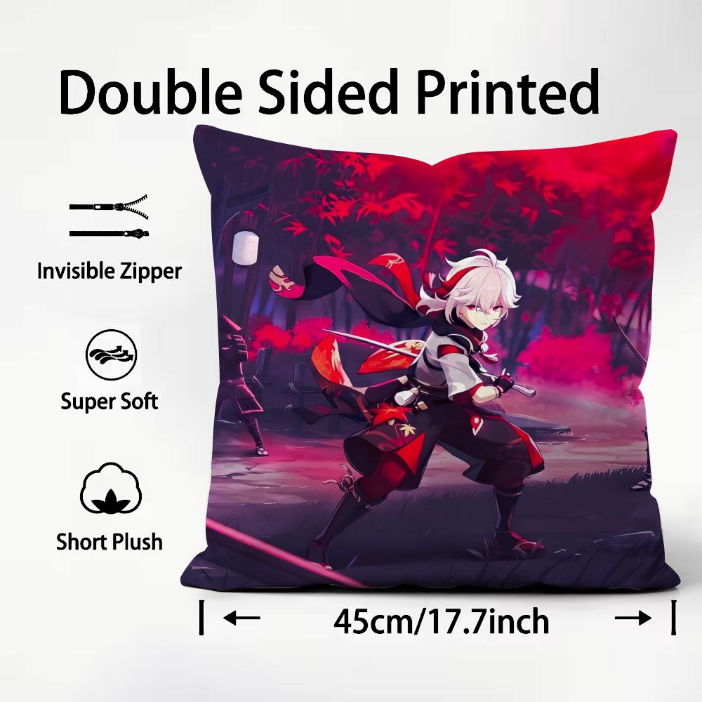 Kaedehara Kazuha Genshin Impact Cushion Cover Pattern Printed Pillowcase for Living Room Sofa Cushion Cover & Bedroom Decor
