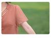 Chinese Inspired Two-Piece Short Sleeve Dress for Middle-Aged & Elderly Women - Summer Solid Color Trendy Mid-Length Skirt