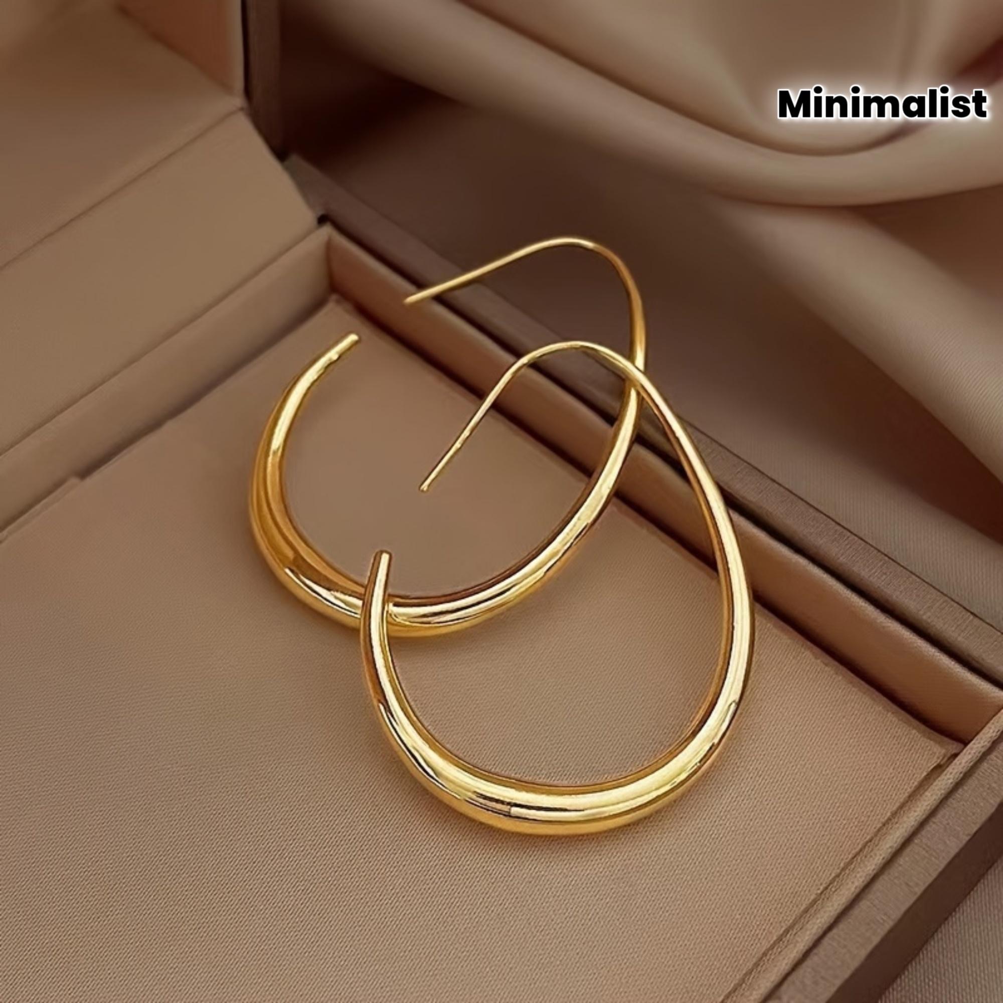 

Elegant Teardrop Hoop Earrings for Women, Fashion Retro Style for Party Vacation, Unique New Design Jewelry Gift золотий