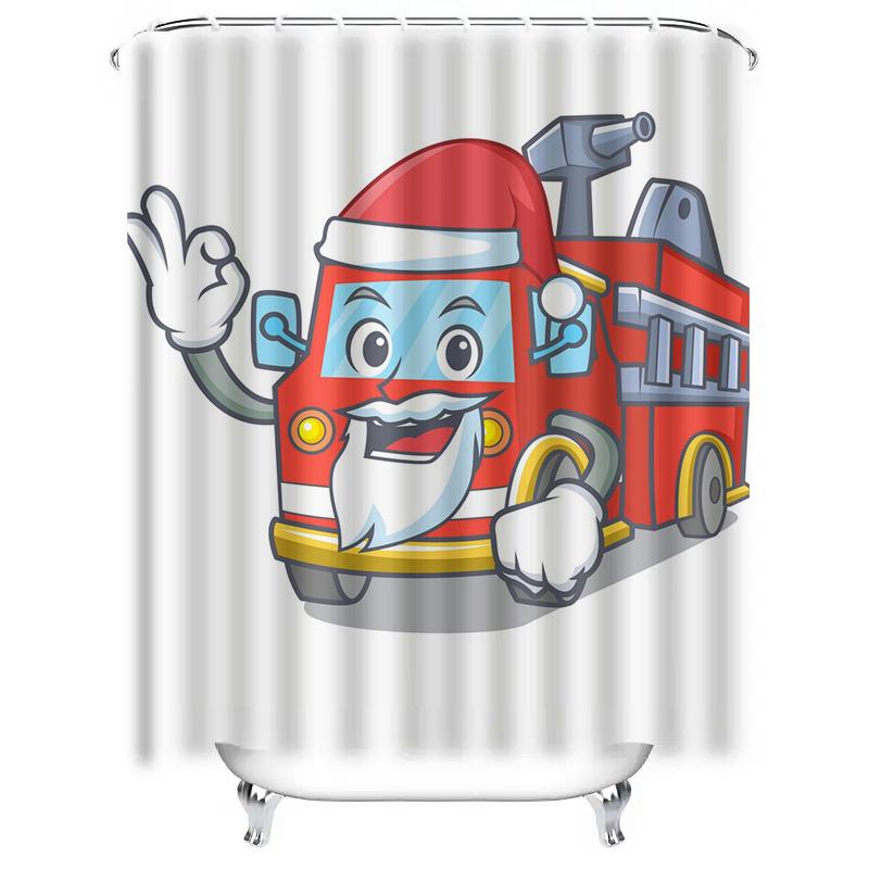 TU Feuerwehrauto Duschvorhang Vintage Feuerwehrmann LKW Muster Wasserdicht Badezimmer Dekor Kinderzimmer Van LKW Liebhaber Geschenk