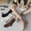 Women's Ruffle Lace Mid-Calf Socks - Versatile Japanese Style for Spring, Autumn, and Winter