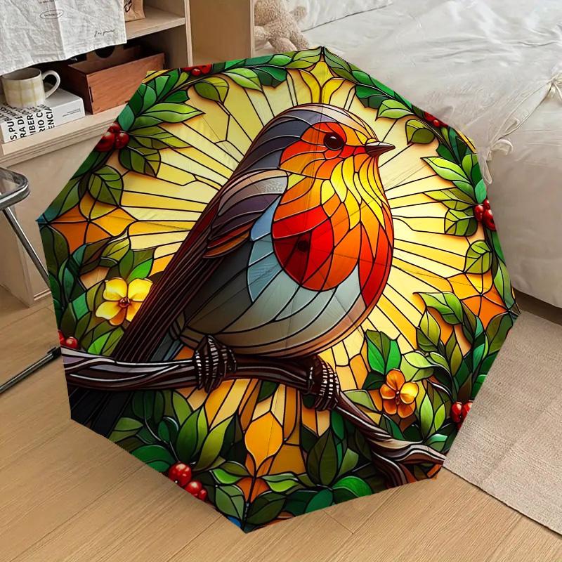 

Hummingbird Bird Themed Folding Umbrella Fashion Auto-Open 8 Iron Ribs Plastic Handle Foldable Sunshade Perfect Christmas Gifts