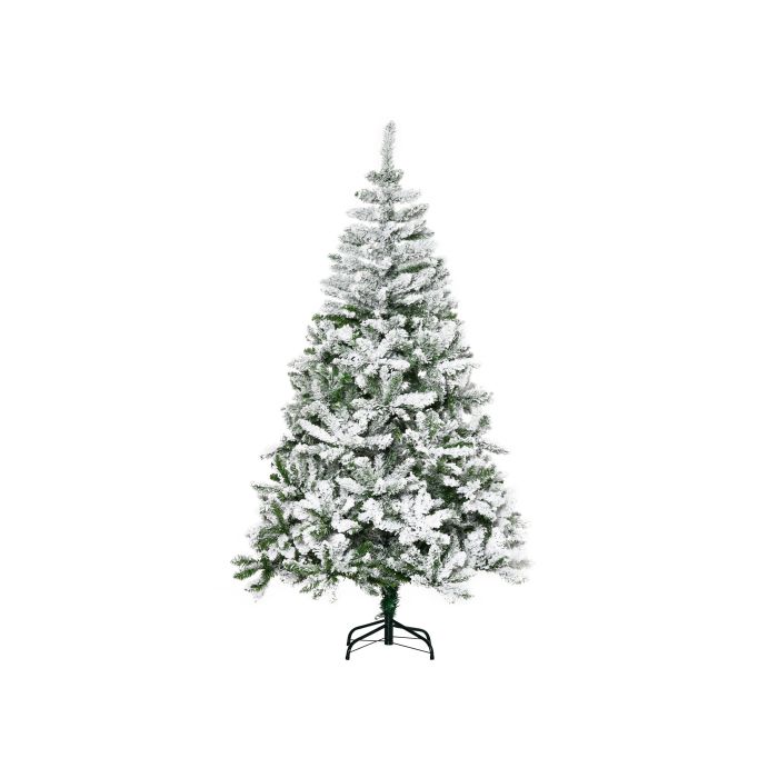 HOMCOM Sapin De Noël Artificiel, Effet Neige, Ignifuge, Construction À Charnières, Vert/blanc