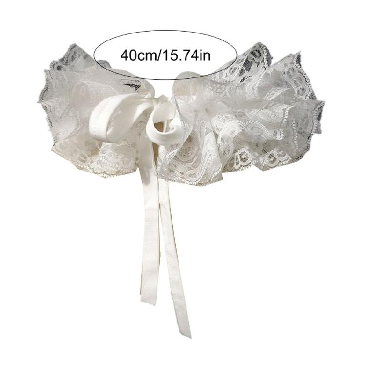 Elegant White Detachable Lace Ruffled Neckpiece Victorian Collar For Theatrical Performances And Halloween Party Costume