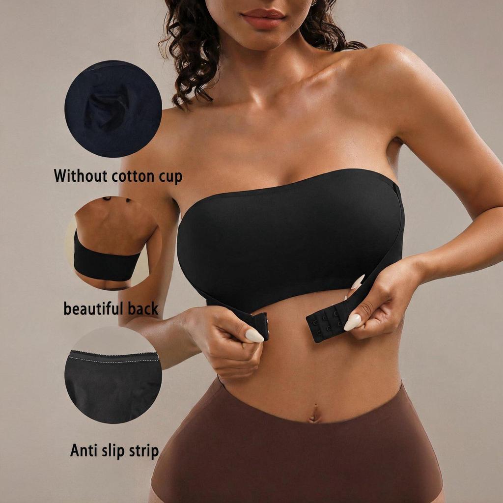 Sujetador Strapless sin Costuras con Cierre Frontal - Sin Aros, Diseño Bandeau Fruncido