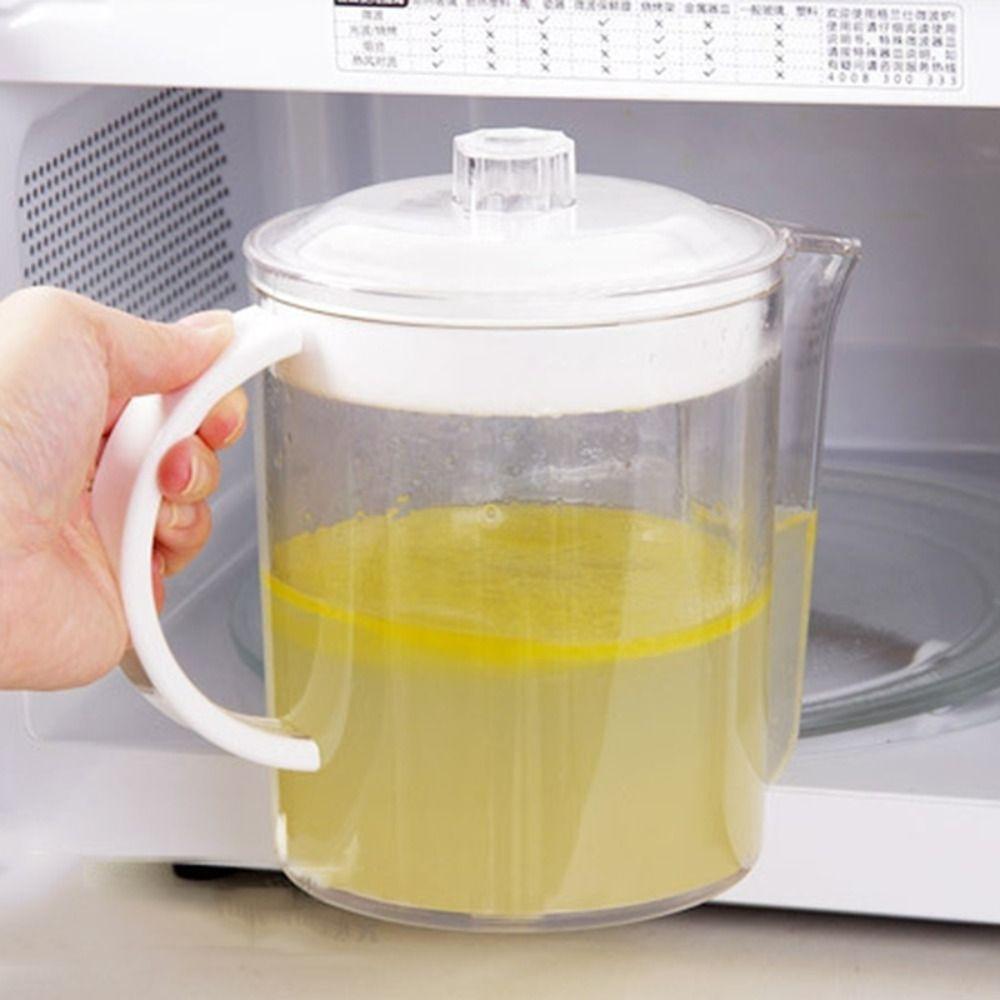 1.5L Oil Grease Separator Pot Transparent High Temperature Resistance Fat Separator Jug Visible Scaled Grease Skimmer Pitcher