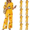 Women's Casual Halloween Print 3/4 Sleeve Button Top and Wide Leg Pants 2-Piece Set