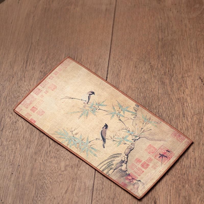 Chinese style national style thickened absorbent cotton lint tea towel tablecloth pot towel tea table thermal insulation pad