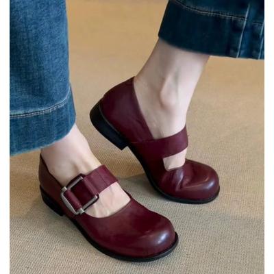 Retro Juodi Raudoni Mary Jane Bateliai Moteriški Stori Kulniukai Kulkšnies Sagtis Lolita Bateliai Moteris Žemi Kulniukai Sekli Burna Vienspalviai Bateliai