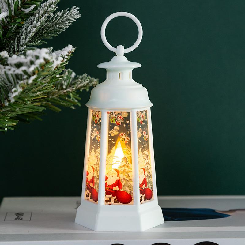 Hanging Christmas Lantern With Flickers LED Lanterns Night Light Glittering Simulation Snow Globe Lantern For House Xmas Gift