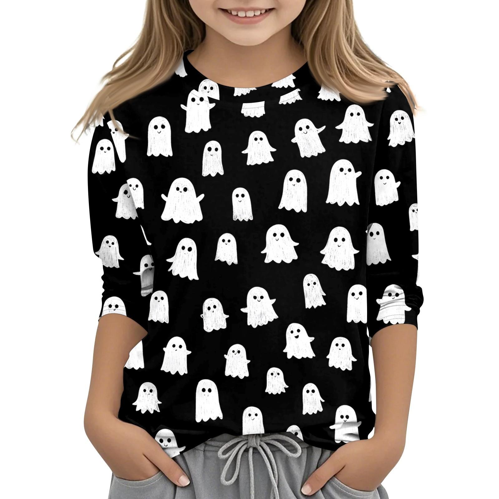 

Детская футболка с круглым вырезом и принтом, рукава 3/4, повседневная футболка 140