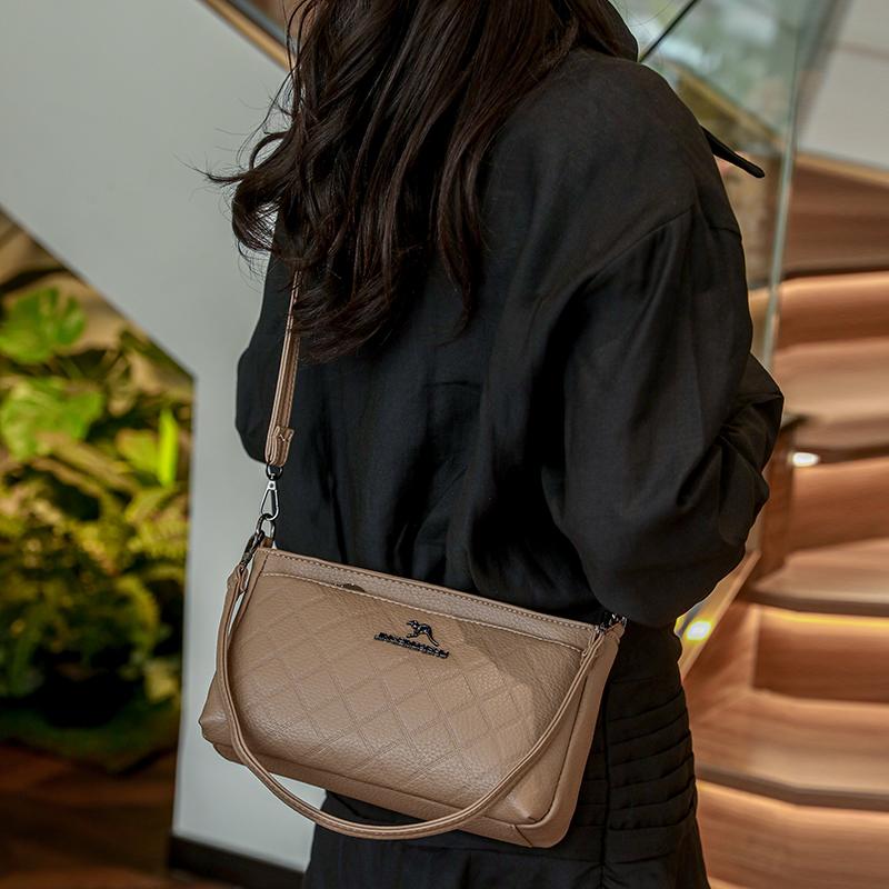 Umhängetasche Mittleren Alters Mutter Tasche Damen Weiches Leder Große Kapazität Mehrschichtige Umhängetasche Handytasche