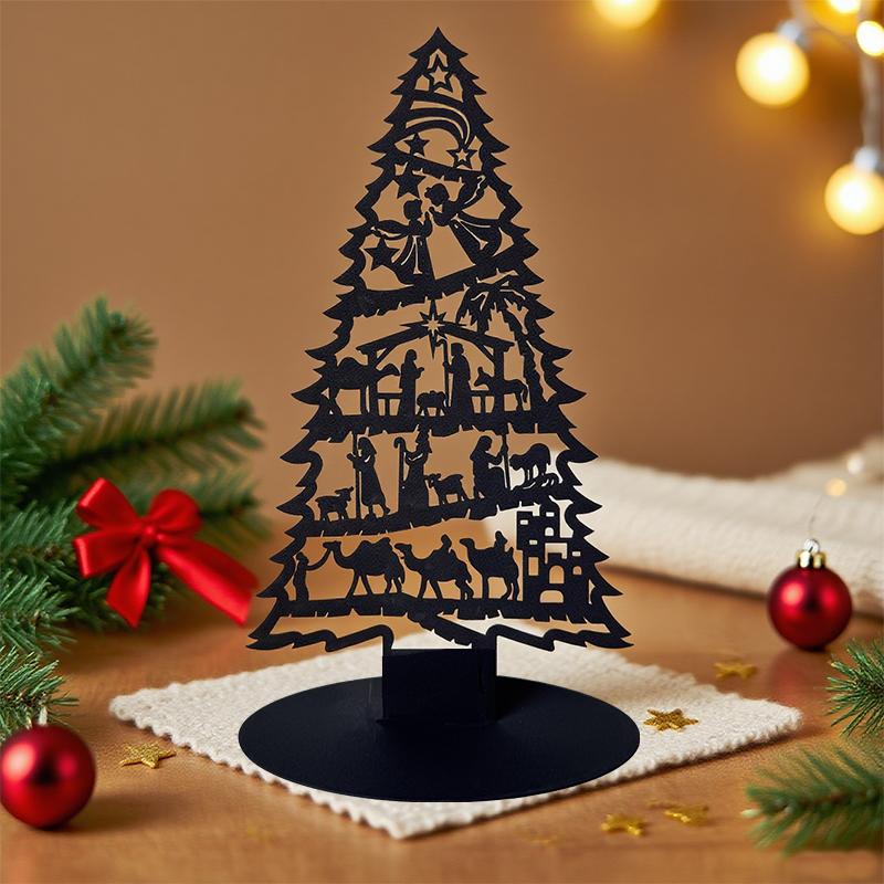 1Pc Iron Art Hollow Christmas Tree Decoration Ornament, Christmas Scene Decoration