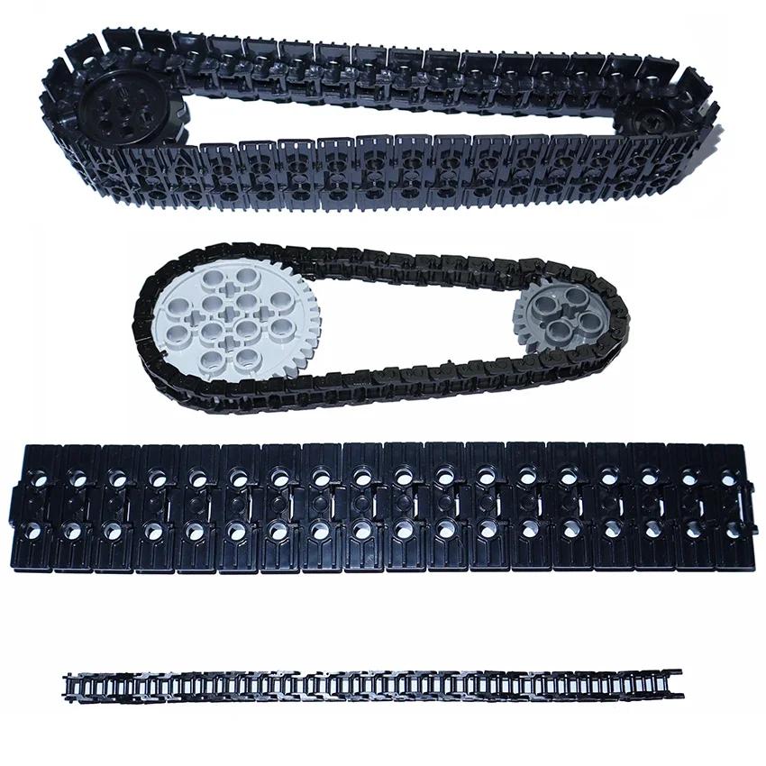 Non-Toxic Building Blocks Link Chain Tank Belt Technical Parts Track Wheels Truck Car Gear Moc Bulk Brick Toys 3711 3873 88323 57520 57519