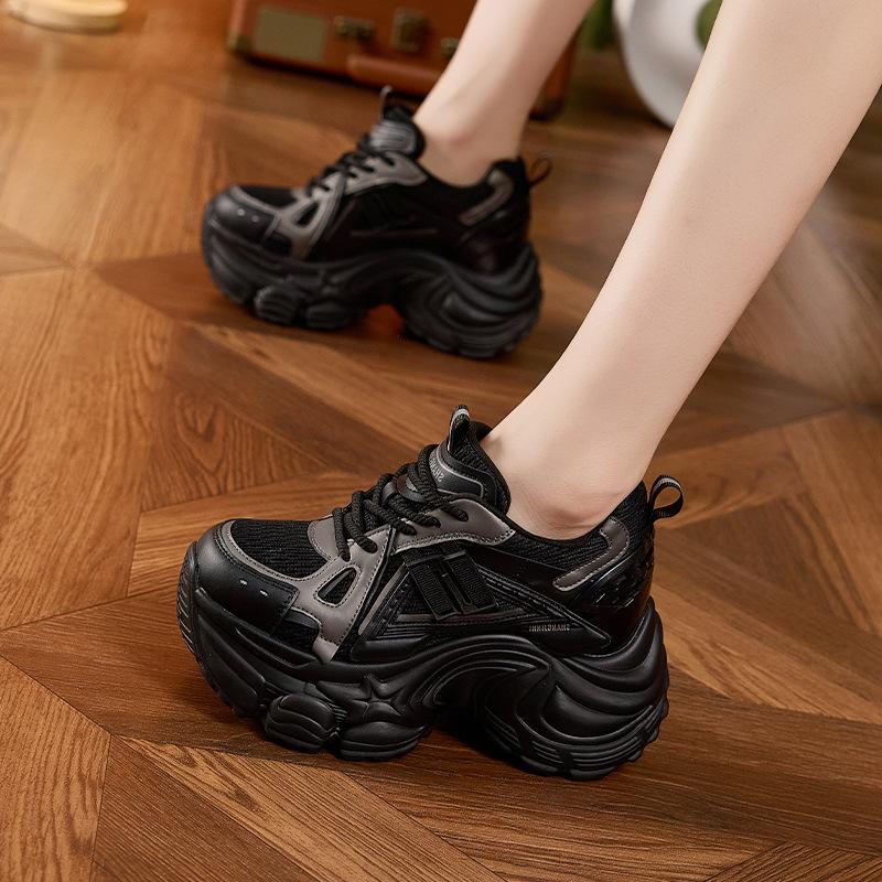 Platform dad shoes women's 2025 autumn and winter new versatile breathable mesh shoes inner height increase women's shoes casual sports shoes