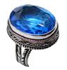 Blue Topaz Natural Gemstone Antique Silver Plated Ring US Size-7.25 A 462