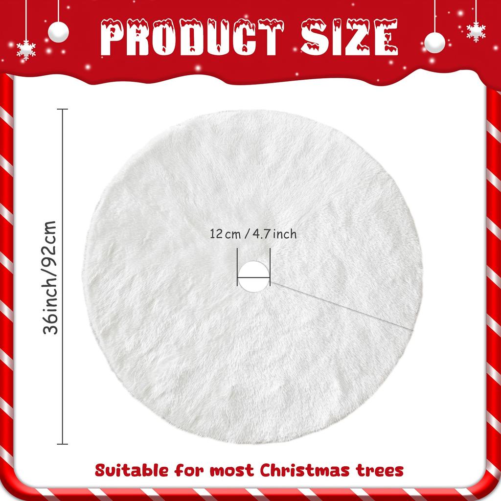 Weißer Plüsch-Weihnachtsbaumrock mit weichem, flauschigem Rand, luxuriös anmutendes Gefühl für Weihnachten, Hochzeiten, Partys und Feiertagsdekorationen