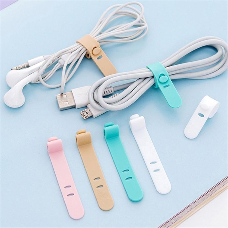 Silicone Data Cable Organizer Headphone Cord Finishing Buckle Wrap Tie Strap